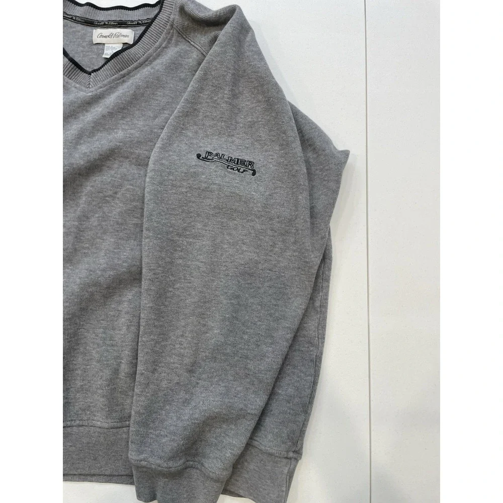 Arnold Palmer Sweatshirt Men's Large Gray Palmer Golf V-Neck‎ Cotton Pullover